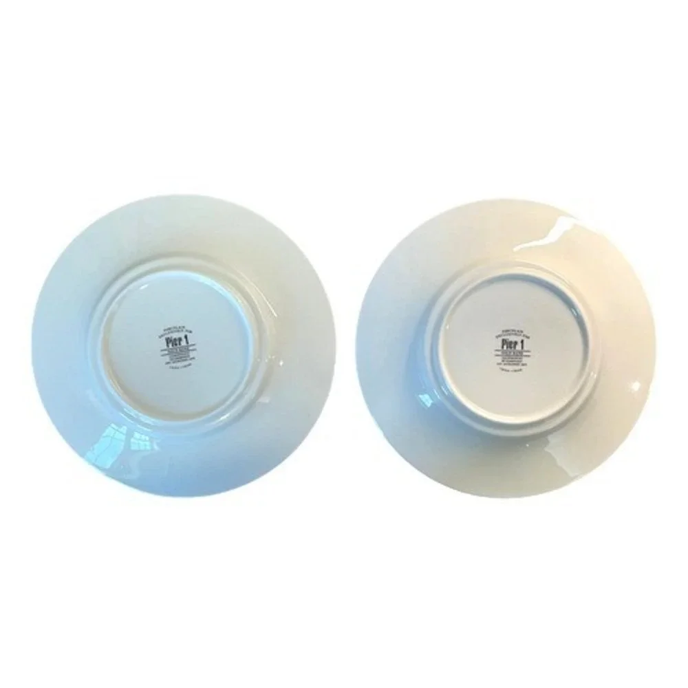 Pier 1 Gold Rim Porcelain Dessert Plates Set‎ 2 White Appetizer 6